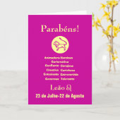 Carte Portugais : Parabens Leona d'anniversaire de s de (Fleur jaune)