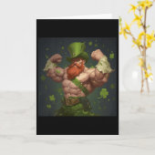 Carte Pose de bodybuilder gnome de la Saint-Patrick Musc (Fleur jaune)