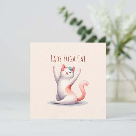 Carte Pose de Yoga Chat - Lady Yoga Chat (Debout devant)