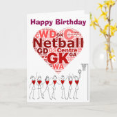 Carte Positions cardiaques de Netball Joyeux anniversair (Fleur jaune)