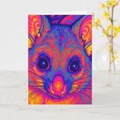 Carte possums australien de la queue touffue psychédéliq (Fleur jaune)