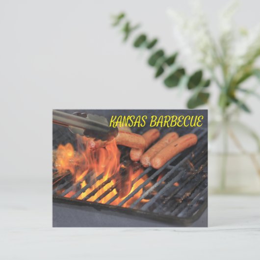 CARTE POST Kansas BARBECUE. (Debout devant)