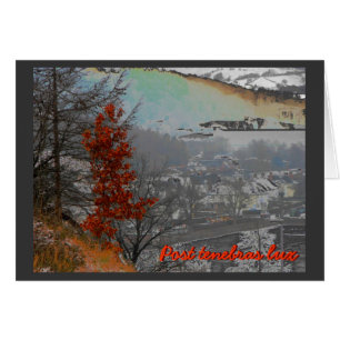 carte "Post tenebras lux" avec paysage d'automne