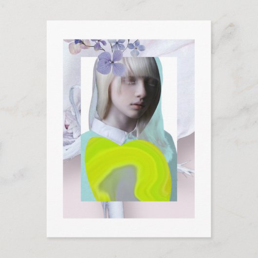 Carte postal portrait jeune fille pastel et fluo c (Devant)