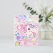CARTE POSTALE かわいいピンクのゆるふわユニコーン♡ (Debout devant)