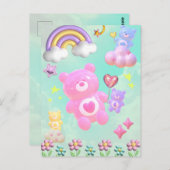 CARTE POSTALE かわいいブルーのゆるふわくまさん♡  (Devant / Derrière)