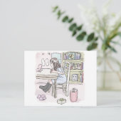 CARTE POSTALE さいくさじ 机に向かう (Debout devant)