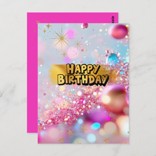 CARTE POSTALE カラフルかわいいY2Kハッピーバースデー♡ (Devant / Derrière)