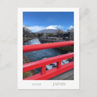 Carte Postale ポラロイド風 富士山と赤い橋 観光ポストカード | Modern Vintage Mt Fuji J