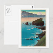 Carte Postale 久 手 浜, Kude Beach à Wakasa, Hasui Kawase, Woodcut (Devant / Derrière)