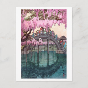 Carte Postale 亀 天 神, Pont Kameido, Hiroshi Yoshida, Coupe de boi