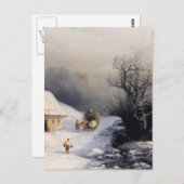 CARTE POSTALE 冬 の 牛 車 (Devant / Derrière)