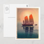 Carte Postale 帆 船 Bateaux À Voile Matin, Hiroshi Yoshida (Devant / Derrière)