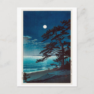 Carte Postale 月 の 二 海 岸, 川  Lune à la plage de Ninomiya, Hasui K