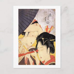 Carte Postale 望 遠 鏡 覗 く 女, Fille avec télescope, Hokusai, Ukiyo