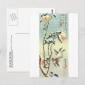 Carte Postale 椿 に 雀, 重 Camellia et Sparrow, Hiroshige, Ukiyo-e (Devant / Derrière)