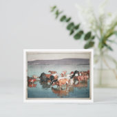 Carte Postale 沼 崎 牧 の 昼, Vaches, Hiroshi Yoshida, Bois (Debout devant)