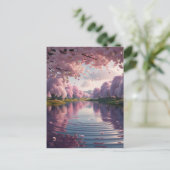 CARTE POSTALE 満開の桜が湖面に映る幻想的な世界*春の便り (Debout devant)