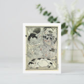 Carte Postale 猫, 暁 斎 Chats, Kyōsai, Ukiyo-e (Debout devant)