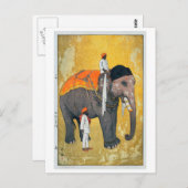 Carte Postale 象, Eléphant, Hiroshi Yoshida, Coupe de bois (Devant / Derrière)