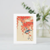 Carte Postale 赤い蔦に鳥, oiseau de 古邨 sur le lierre rouge, Koson, (Debout devant)