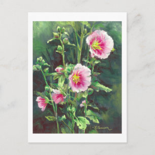 Carte Postale 0013 Hollyhocks roses