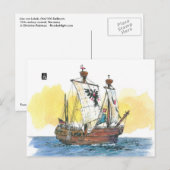 Carte Postale (066) Caravelle médiévale Lisa von Lubeck (Devant / Derrière)