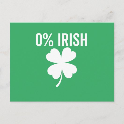Carte Postale 0% Irish Funny St Patrick's Day (Devant)