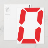 Carte Postale 0 numéro de réveil rouge numérique zéro (Devant / Derrière)