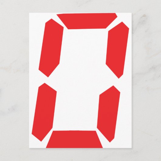 Carte Postale 0 numéro de réveil rouge numérique zéro (Devant)