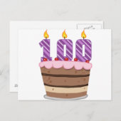 Carte Postale 100 ans sur le gâteau d'anniversaire (Devant / Derrière)