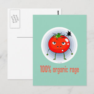 Carte Postale 100% de Rage Biologique - Tomate Furieuse Drôle