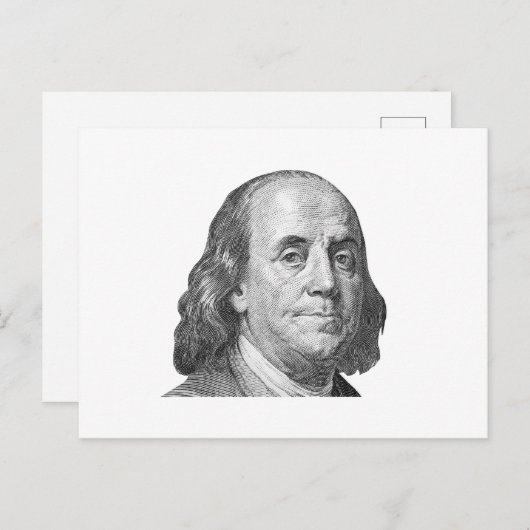 Carte Postale 100 dollars, Benjamin Franklin (Devant / Derrière)