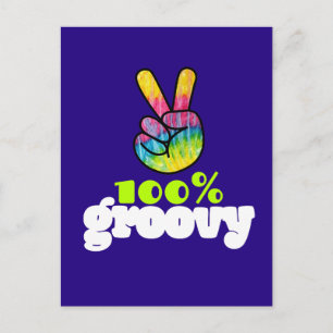 Carte Postale 100% Groovy Rainbow Hand Peace Sign