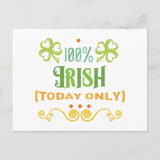 Carte Postale 100% Irish Today Word Art (Devant)