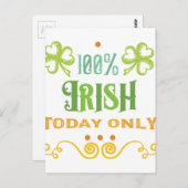 Carte Postale 100% Irish Today Word Art (Devant / Derrière)