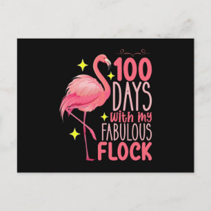 Carte Postale 100 Jours Avec Mon Fabulous Flock Flamant rose Sch
