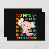 Carte Postale 100 Jours D'Apprentissage Magique École Axolotl (Devant / Derrière)