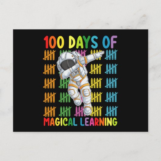 Carte Postale 100 Jours D'Apprentissage Magique École D'Astronau (Devant)