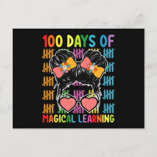 Carte Postale 100 Jours D'Apprentissage Magique Messy Bun School