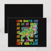 Carte Postale 100 Jours De 1Ere Année T Rex Dinosaur School (Devant / Derrière)