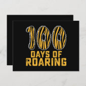 Carte Postale 100 jours de tigre rugissant drôle 100ème jour éco (Devant / Derrière)