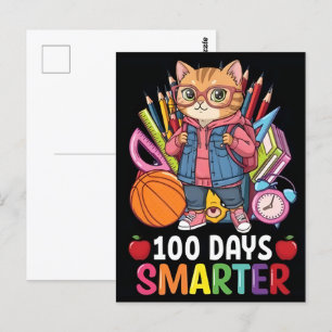 Carte Postale 100 Jours d'école mignonne Chat Kitten Filles Enfa