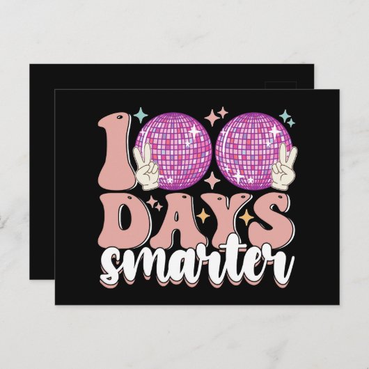 Carte Postale 100 Jours Smarter Disco Ball 100ème Jour De L'Écol (Devant / Derrière)