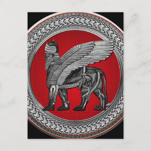 Carte Postale [100] Lion ailé assyrien : Or et Lamassu noir