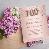 Carte Postale 100e anniversaire rose or blush étoiles glamour