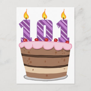 Carte Postale 101 ans sur le gâteau d'anniversaire