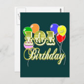 Carte Postale 101e anniversaire avec ballons (Devant / Derrière)