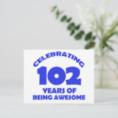 Carte Postale 102 ans conception d'anniversaire (Debout devant)