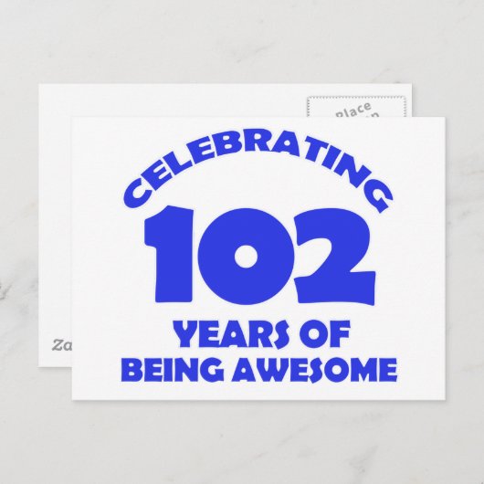 Carte Postale 102 ans conception d'anniversaire (Devant / Derrière)